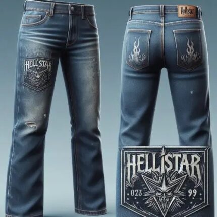 Blue Hellstar Studios Denim Printed Jeans